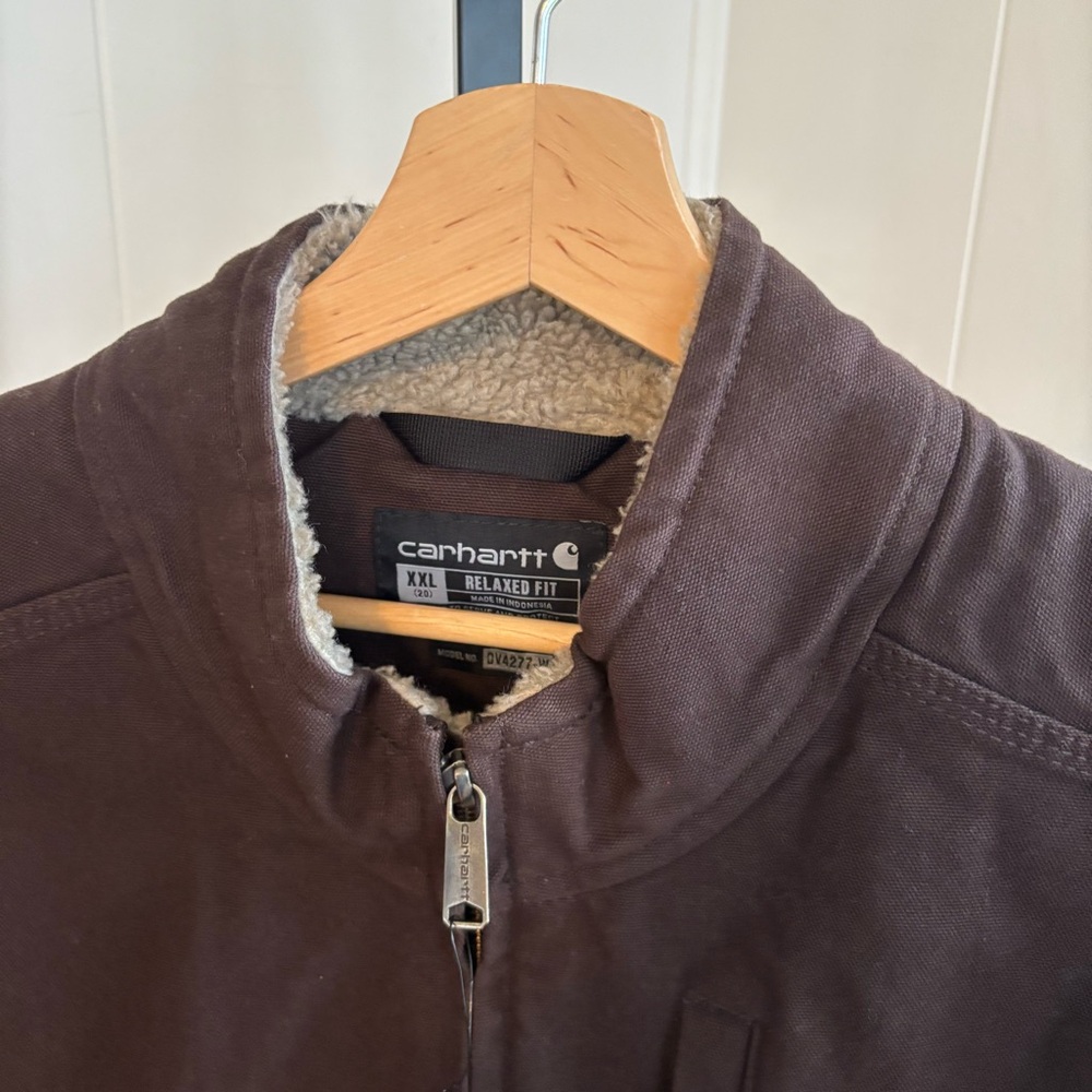 Carhartt Women’s XXL (20)  Brown Washed Duck Sherpa Lined Relaxed Fit Vest Chore